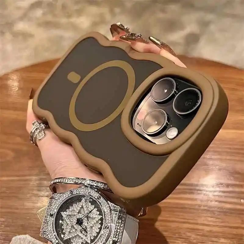 Милый Матовый Чехол-Волна с Конфетами для iPhone 16 15 14 13 12 Pro Max 17 Air 15 16 Plus Для Беспроводной Зарядки Magsafe Защитная Крышка