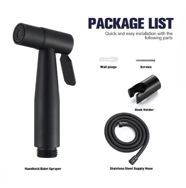 Classic Stainless Steel Handheld Bidet Sprayer Adjustable Pressure Toilet Faucet Diaper Sprayer Set Hose Attachment for Bathroom