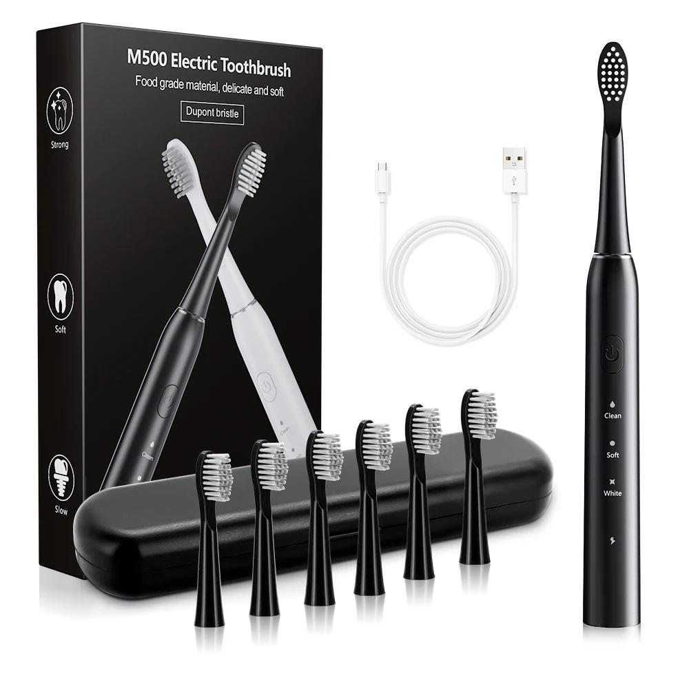 Звуковая электрическая зубная щетка с режимом глубокой чистки, водонепроницаемая IPX7, USB, набор зубных щеток для здоровья зубов и отбеливания для взрослых