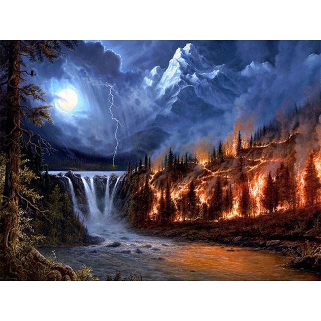 DIY 5D алмазная живопись водопад пейзаж комплект для вышивки крестом полная дрель вышивка мозаика художественные фотографии стразы домашний декор
