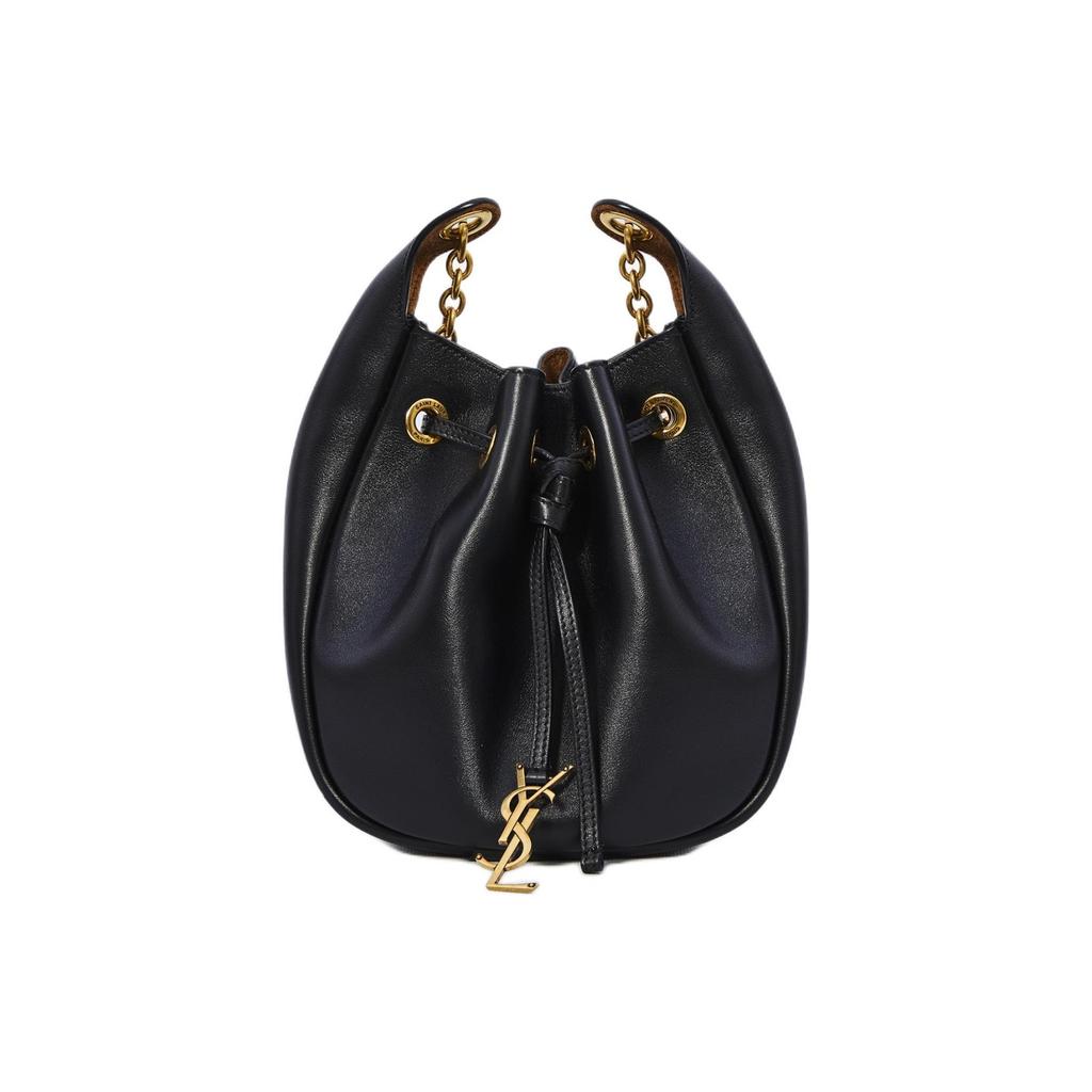 Saint Laurent Cassandre Supple Bucket Bag Nero/Caramel Co Women Bags Black 840888-AAFC0-1113