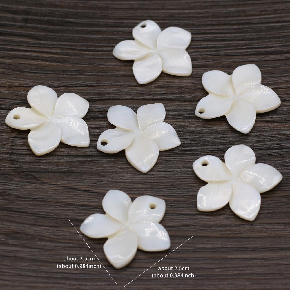5Pcs Natural White Shell Plumeria Flower Pendant 20x20mm Mother of Pearl Floral Charm for DIY Necklace Earring Jewelry Making