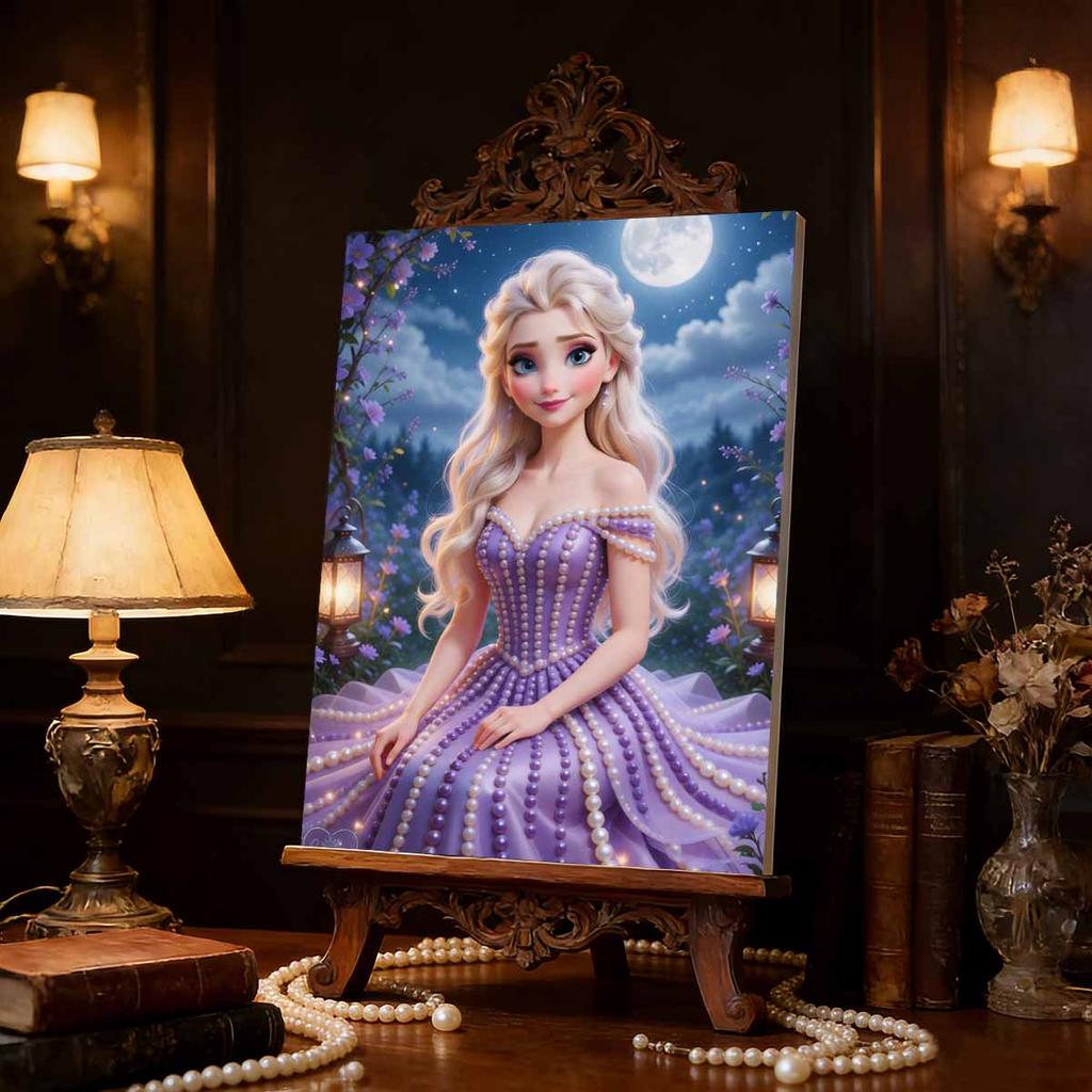 Disney Жемчужная живопись Замороженная фиолетовая луна Страна грез Креативное искусство 5D Жемчучная вышивка Набор для вышивания крестом Ручная работа DIY Декор для дома и комнаты Подарок