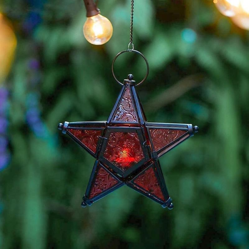 Iron Hanging Candle Holders Art Design Star Shape for Home Decors Sturdy Metal Texture Ideal for Living Room Study