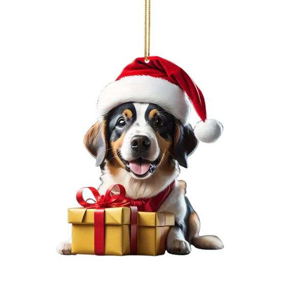 Рождественский орнамент Яркий цвет Легко повесить Милая собака Автомобиль Подвесной кулон Рождественская елка Акриловый кулон