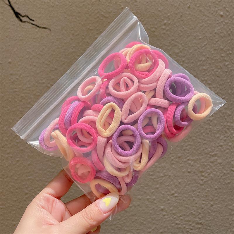 100 шт. эластичная детская веревка для волос ярких цветов, круг для волос, детские аксессуары для волос