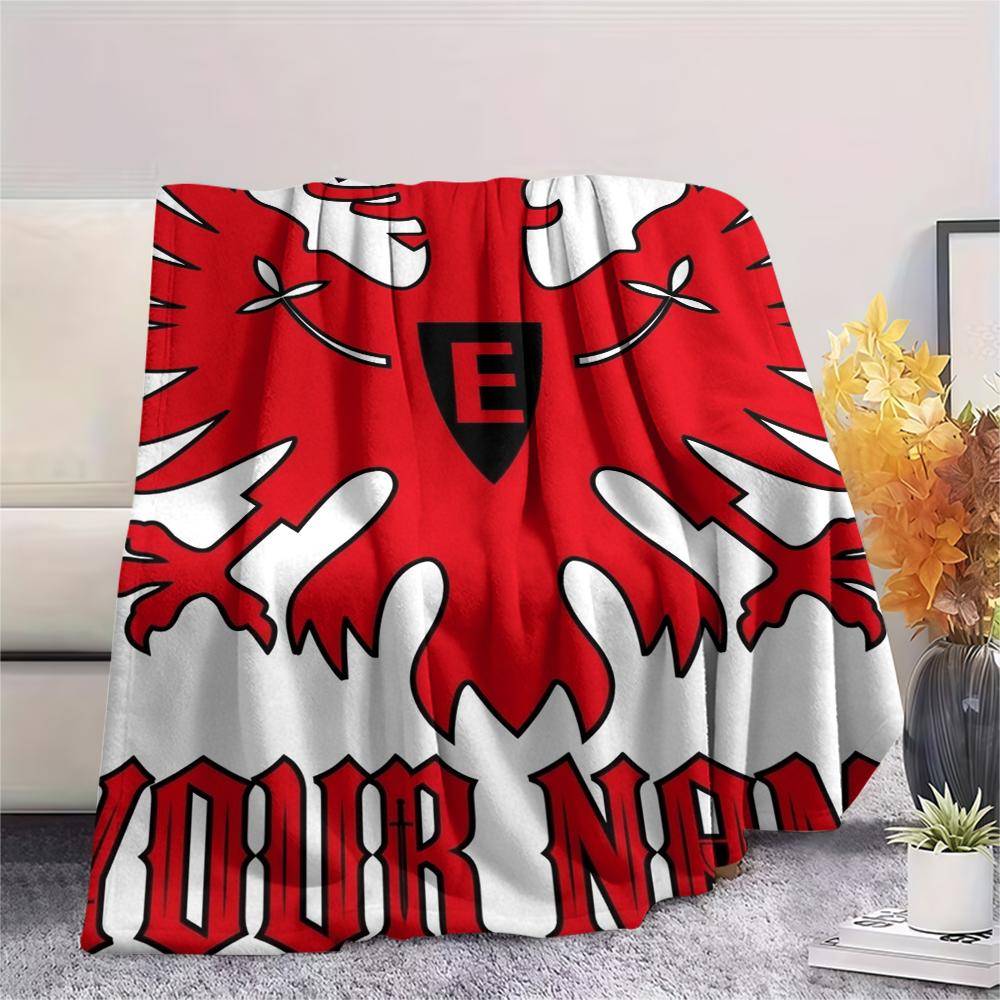 1PC Custom Name Eintracht Frankfurt Patterned Flannel Blanket Suitable For All Seasons for Home Decor Warmth and Comfort Gifts Holiday Present