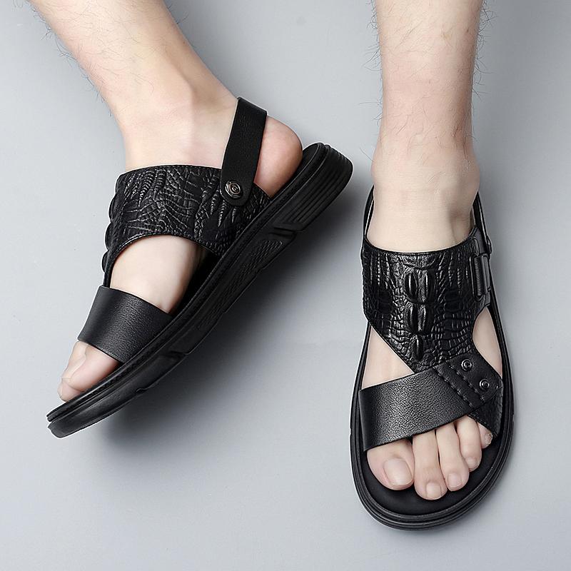 Модные мужские сандалии без застежек Летняя обувь для отдыха на пляже дышащая повседневная офисная работа Sandalen Non Slip Zapatillas Hombre Обувь мужская