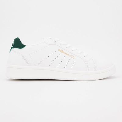 Белые кроссовки с зеленой вставкой и золотым логотипом Женские