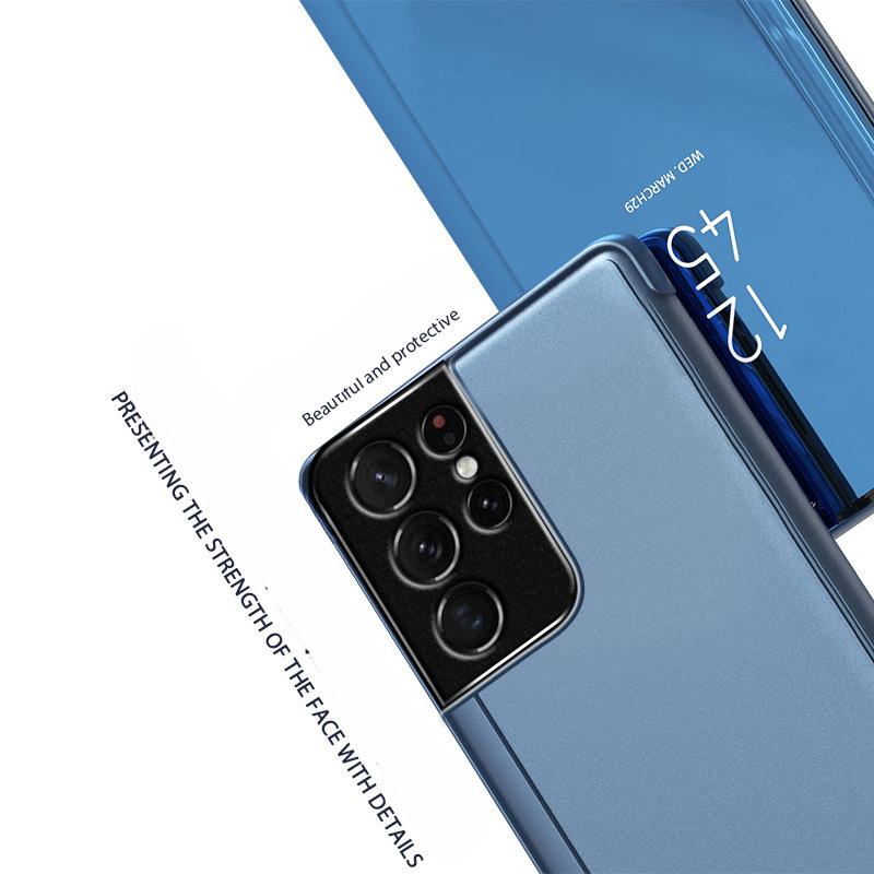 Mirror Flip leather Case for Samsung Galaxy S25 S25Ultra S25 Edge S24 S23 S22 S21 S20 Note20 10 9 8 Stand Phone Cover Funda