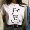 Unisex Pink Minnie Mouse Print T-Shirt Black Tops Summer Short Sleeve T-shirt Casual O-neck Tees Tshirt