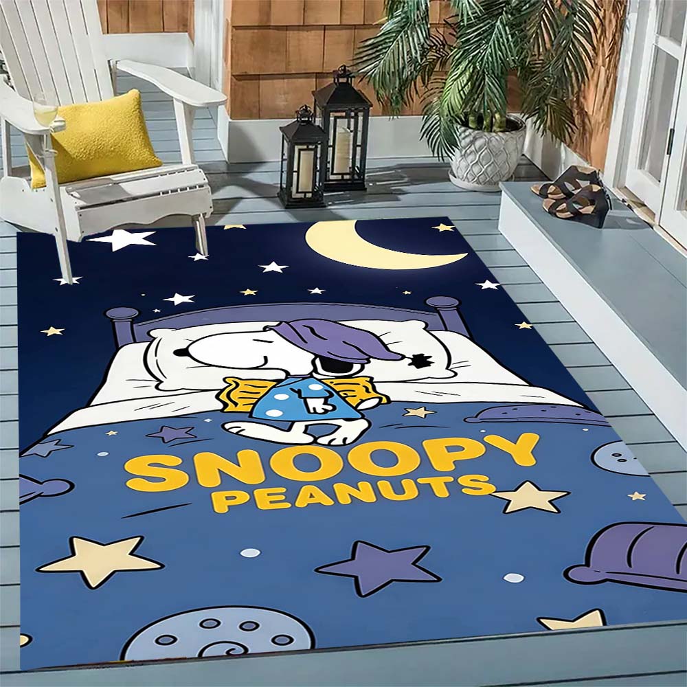 Snoopy cartoon print rug mat, non-slip and stain-resistant, perfect for home decor and a gift for friends and family.