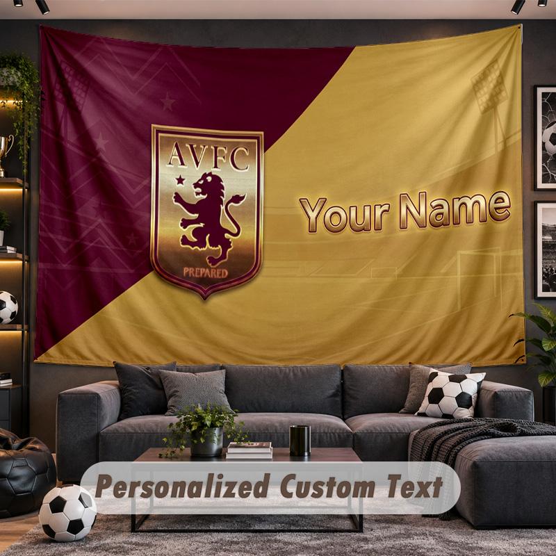 Aston Villa Personalized Tapestry Support Custom Name, Wall Art Home Decoration