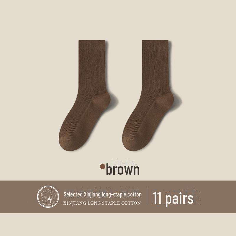 "Женские хлопковые носки средней длины": Без костей, однотонный, идеально подходит для весны и осени. Повседневный, облегающий, идеально сочетается с небольшими кожаными туфлями.