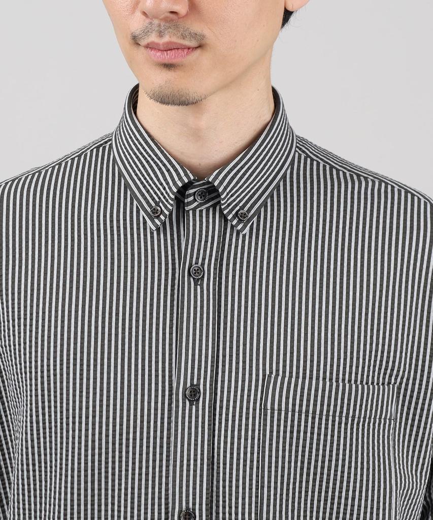 Takeo Kikuchi Повседневная антибактериальная и всесезонная трикотажная рубашка из сирсакера светло-бежевого цвета, размер 03 07081506, устойчивая к запаху, рубашка, мужская, (051), (L),