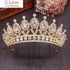 Baroque Vintage Rhinestone Crown Gold Color Champagne Crystal Bridal Tiaras Crown Wedding Hair Accessories Diadem Pageant Crowns