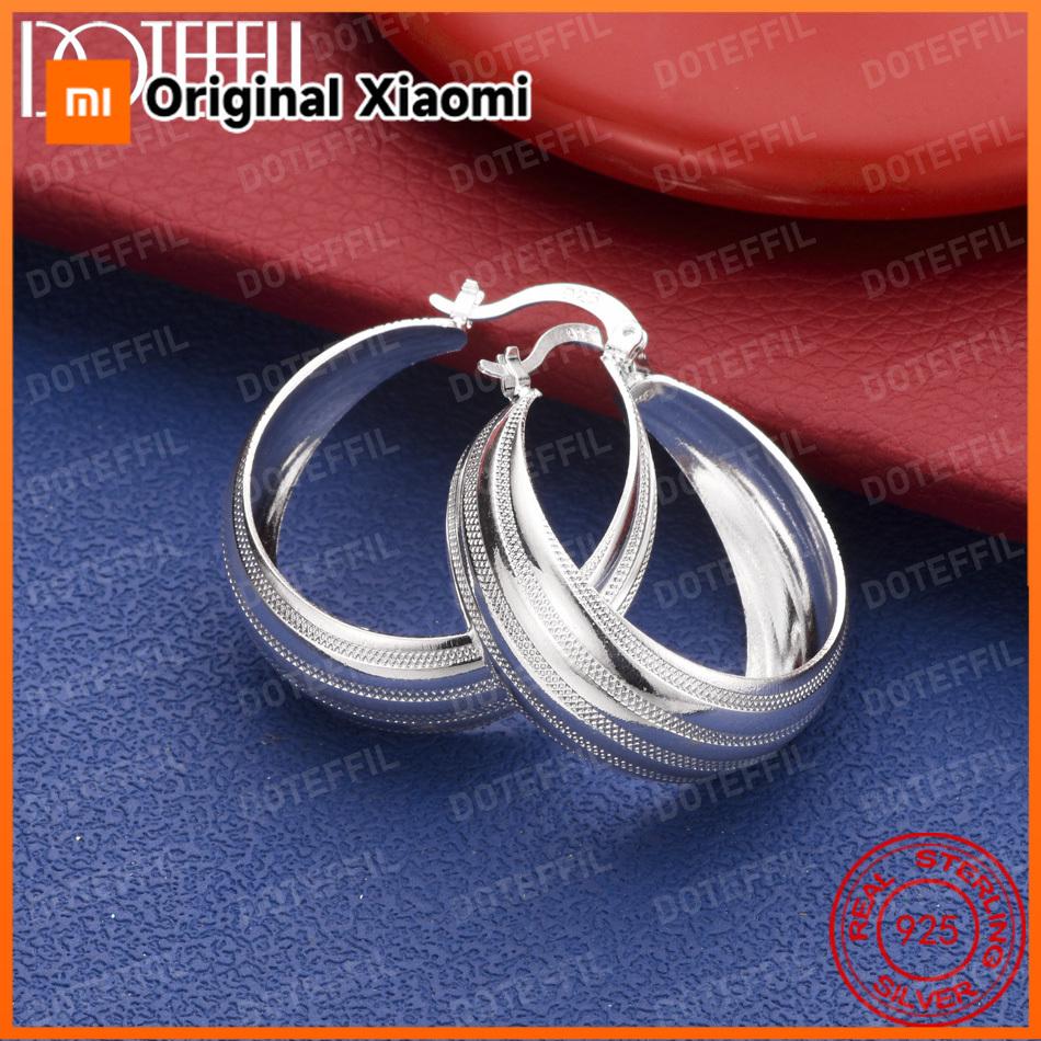 Xiaomi 925 Sterling Silver 25mm Delicate Polished Round Earrings, Women's Fashion Wedding Jewelry, Party Gift Accessories