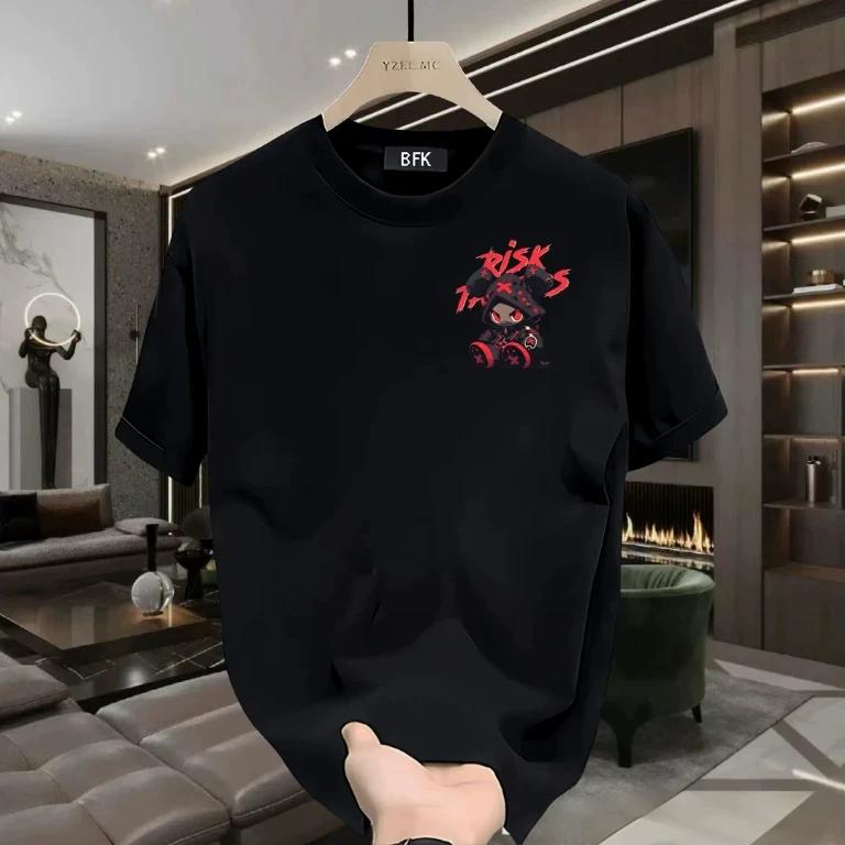 Men Cool Cotton T Shirt Short Sleeve Round Neck Casual Solid Color Top Soft Skin Friendly Breathable Tee for Daily Outfit