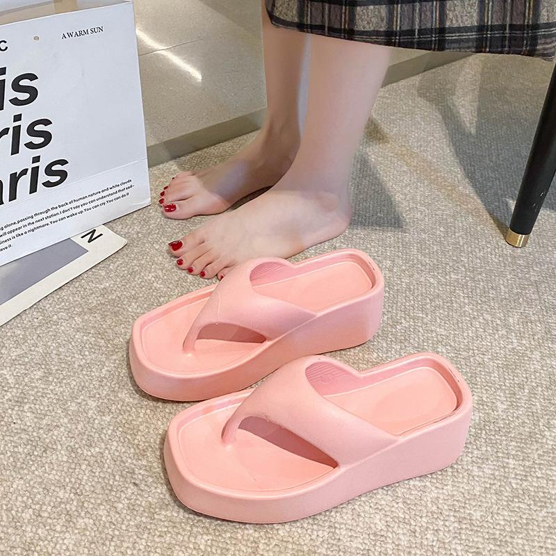 Модные женские тапочки с узором «елочка», уличные сандалии Macaron на толстой подошве, удобные женские тапочки