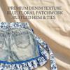 Vintage Jean Apron with Floral Lace Pockets Adjustable for Women Kitchen Gardening