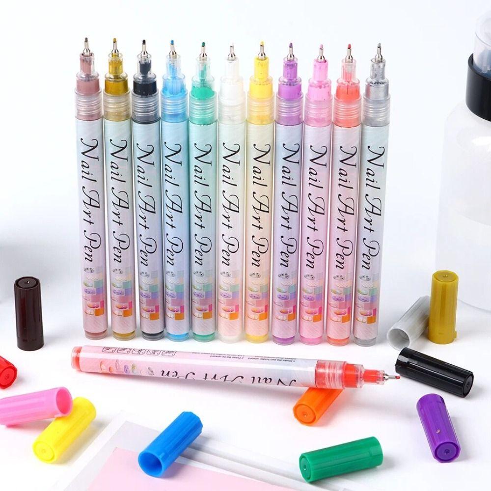 1pc/4pcs/12pcs Waterproof Nail Art Drawing Pen 3D Painting Liner New Nail Art Graffiti Pen