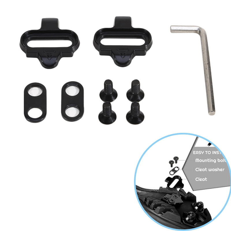 Bicycle Shoes Cleat Set Compatible with SPD Look System Mountain Road Bike Pedal Cleats Replacement Parts for Cycling Shoes
