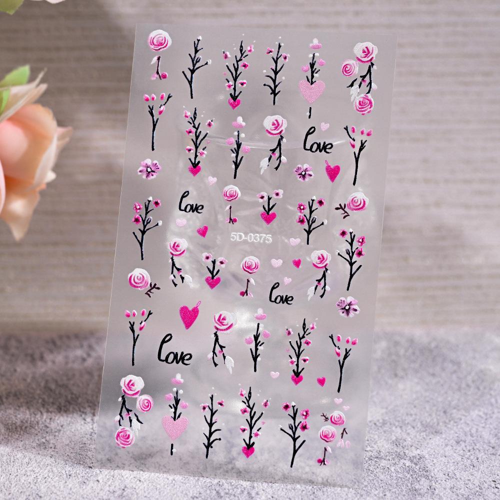 Рельефная наклейка для маникюра «Роза», 5D, трехмерная декоративная деталь для ногтей, наклейка для ногтей для девочек