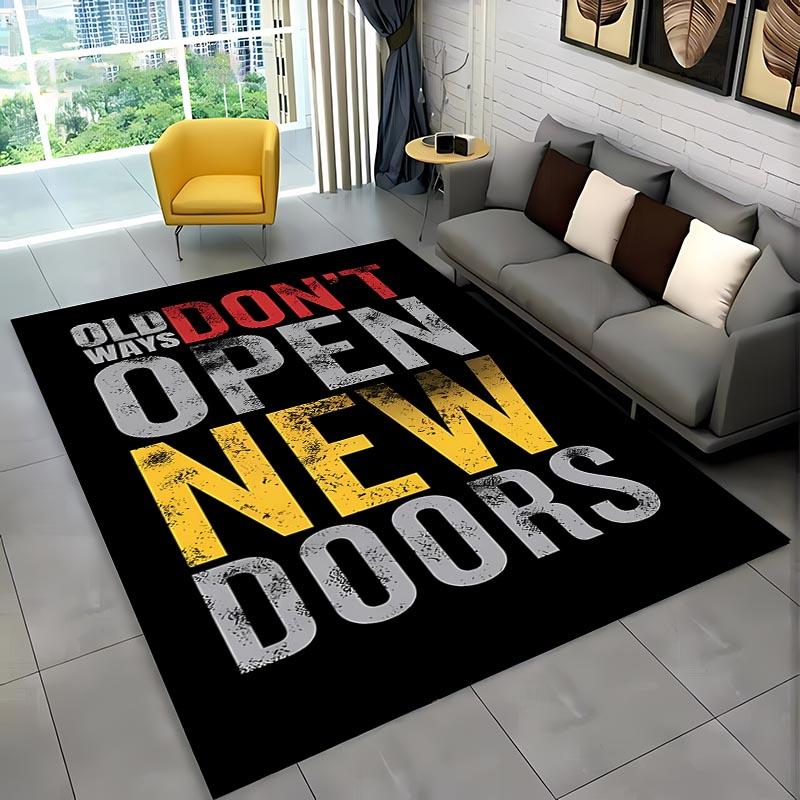 Забавные слова Черно-белый цвет Ковер, Предметы домашнего обихода для гостиной и спальни Коврики для дивана, Дверной коврик Напольный Противоскользящий коврик, Подарок