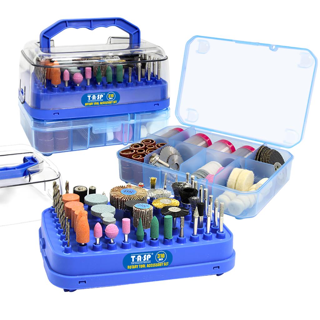 TASP 310pcs Rotary Tool Accessory Kit with 3.2mm Shank for Dremel Mini Drills, Grinding Cutting Sanding Engraving Drilling