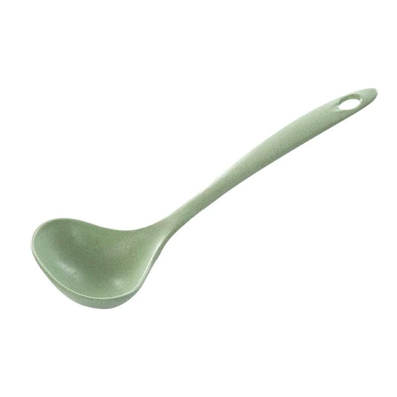 Tableware Wheat Straw Soup Ladle 4 Colors Long Handle Soup Rice Spoon Meal Dinner Scoops Household Kitchen Supplies Cooking Tool