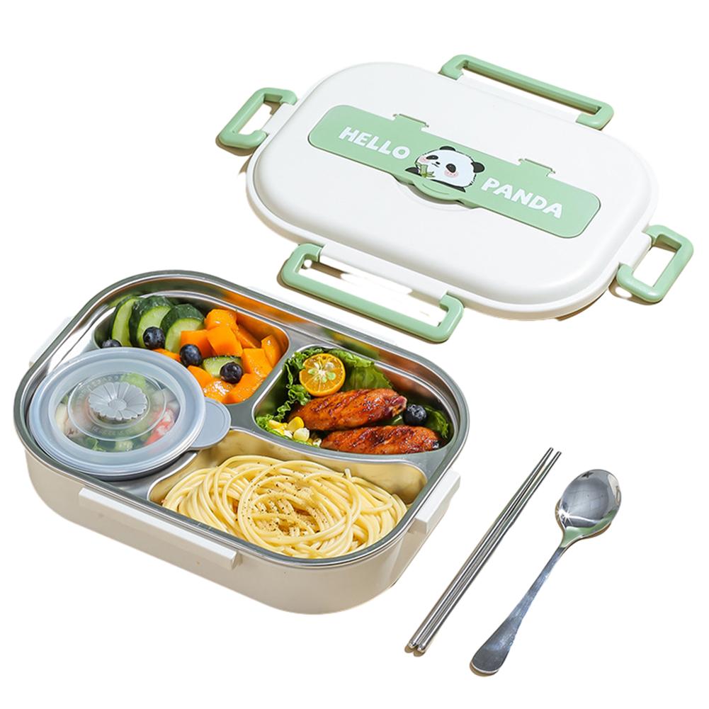 Stainless Steel Heat Preservation Bento Box 2/4/5 Grids Portable Food Container Panda for Adults Kids for Children School Picnic