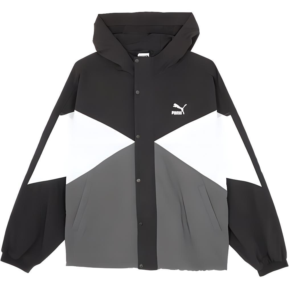 Puma Color Block Hooded Zip Long Sleeve Jacket Men Jacket Black 628202-01