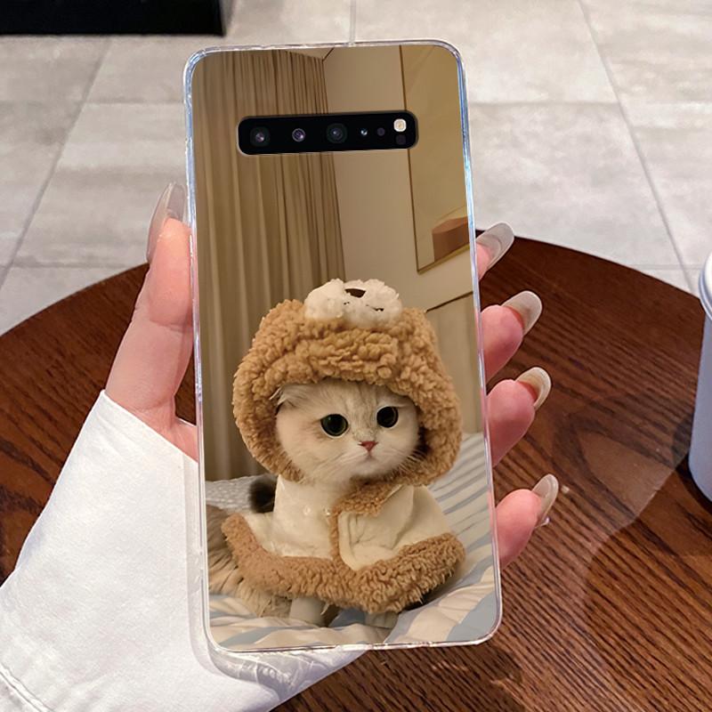 Гелевый чехол для Samsung Galaxy S10 5G SM-G977B Fundas Прозрачный силиконовый мягкий ТПУ задняя крышка Милый кошка кролик сердце Защитный чехол