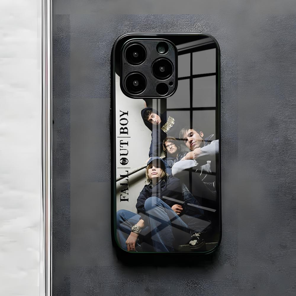 Чехол для телефона группы Fall Out Boy F Для IPhone 17 Air 16 E Pro Max 15 14 13 Mini 12 Pro 11 Max Plus Черная Стеклянная Крышка