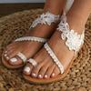 Fashion 2025 Hot Sale Shoes for Women Lace Roman Sandals Sexy White Female Slip-on Flat Shoes Plus Size Sandalias Zapatillas De Mujer