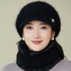 Women's Winter Velvet Thickened Cold and Warm Knitted Wool Hat Faux Rabbit Fur Hat Ear Protector Cap