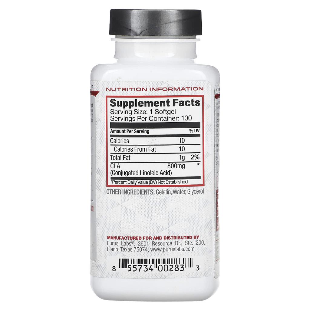Purus Labs, Серия Foundation, КЛА, 100 мягких желатиновых капсул
