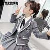 3pcs/set Girls' Suit Spring and Autumn Children's Long-sleeved Suit Skirt College Style Autumn JK Uniform Three-piece Suit