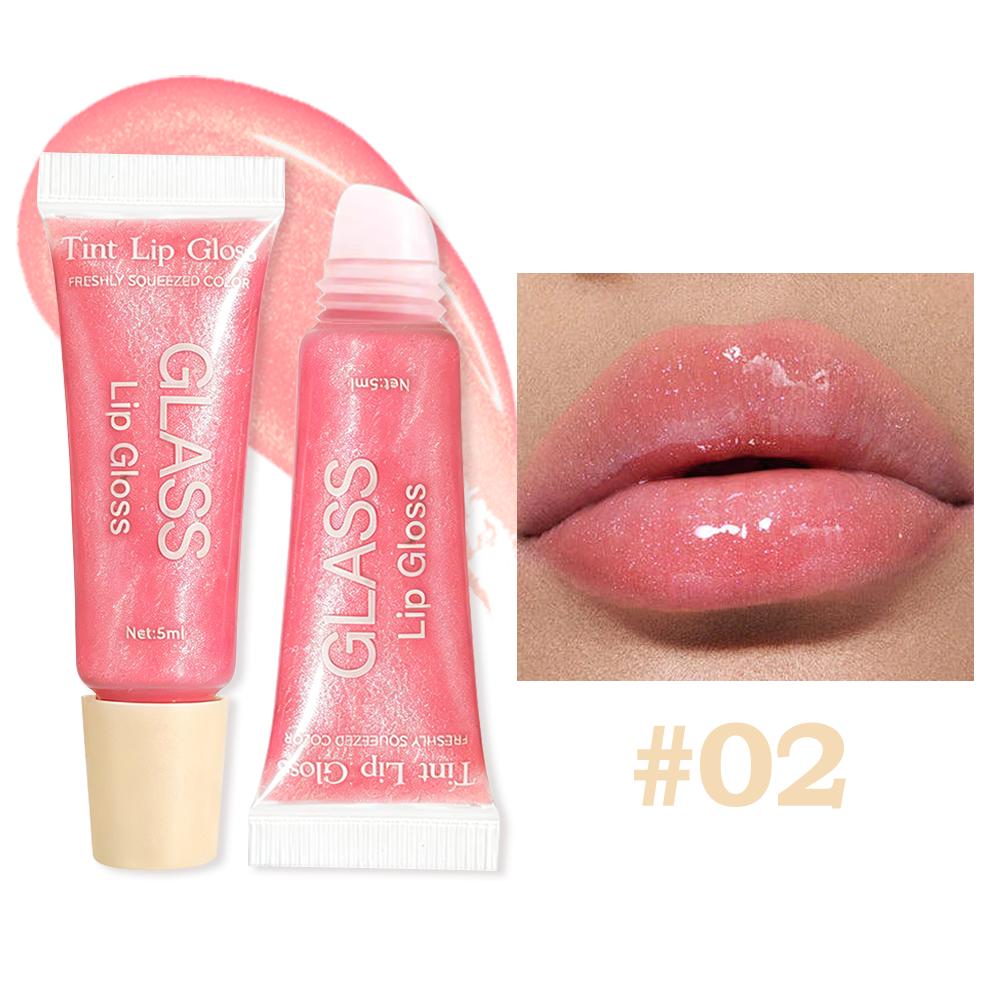 3- Glass Tint Lip Gloss, Long Lasting Non-Sticky Hydrating Plumping Gloss, For Natural Juicy Shiny Lip Looks