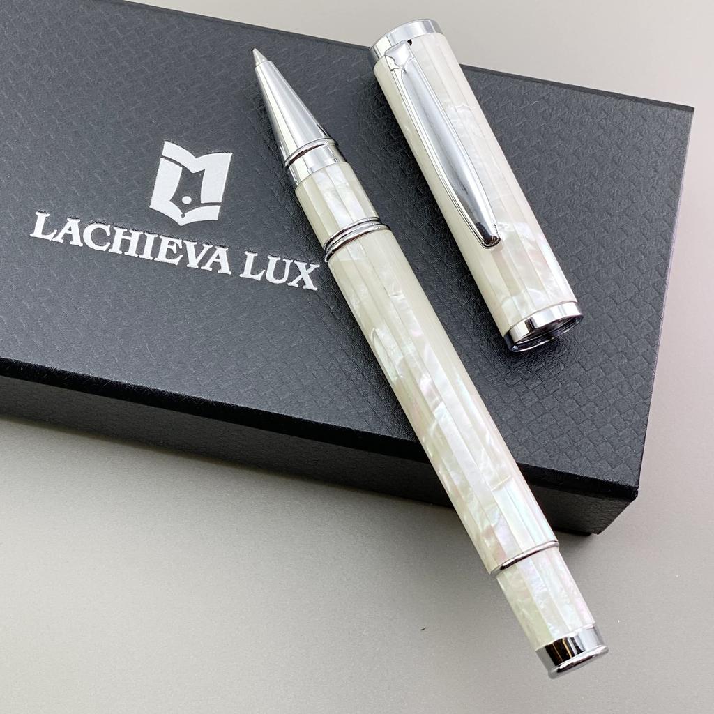 LACHIEVA LUX Natural Handmade Mother of Pearl Ink Luxury Rollerball Pen Gift from the Unisex - Sea,