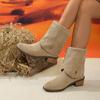 Женские сапоги до середины голени, модные осенне-зимние сапоги в стиле ретро, высокие сапоги до колена, повседневная удобная обувь для женщин