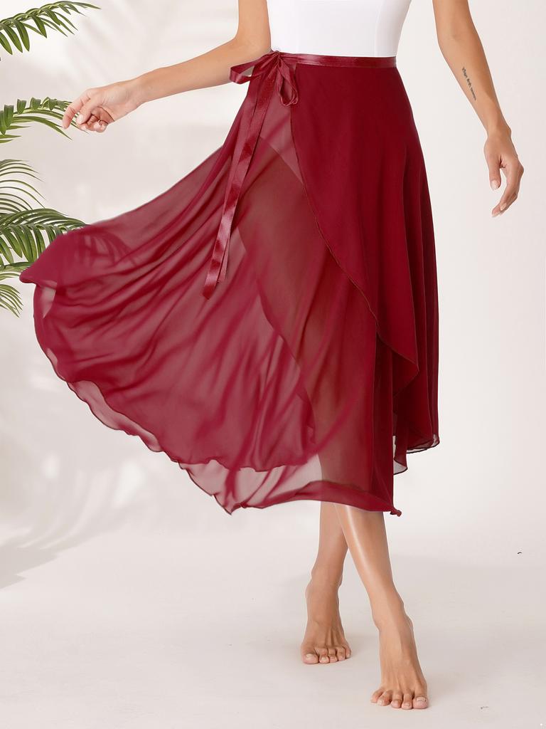 Женская струящаяся прозрачная юбка-шарф с запахом для взрослых, юбка для балета, танцев, женская шифоновая длинная юбка