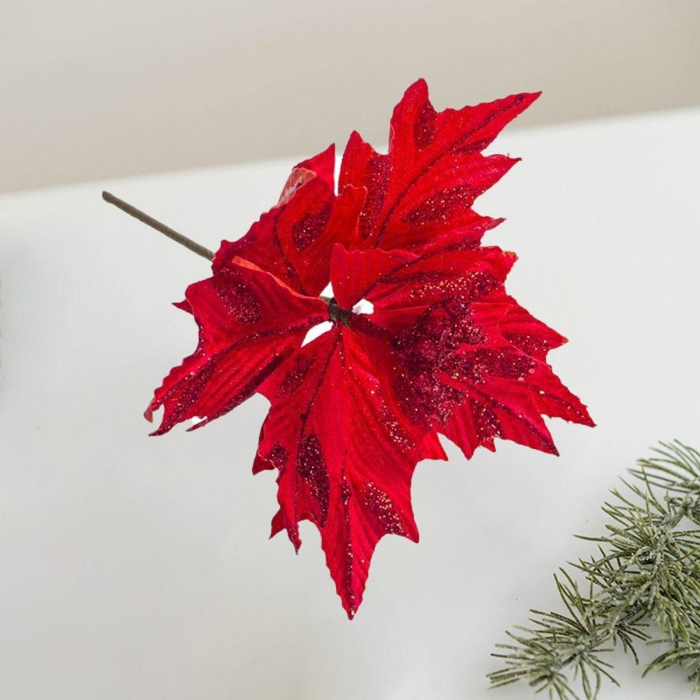 Handmade Artificial Xmas Flower Lightweight Fake Christmas Flower  Home Decor