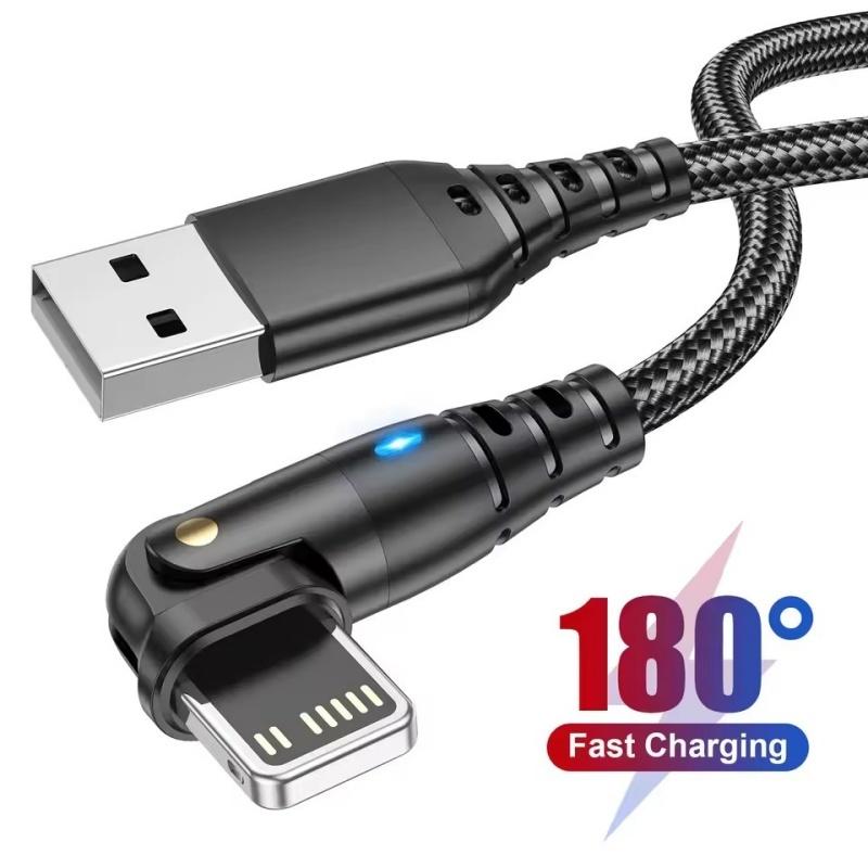 Вращающийся USB-кабель для быстрой зарядки для Apple iPhone 14 13 12 11 Pro Max X XR XS 7 8 6 телефонный шнур для передачи данных аксессуары для зарядного устройства