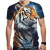 3D Tiger Printed Short Sleeve Crew Neck Men's T-shirts Breathable Stretch Casual Fashion Tee Outdoor Party Weekend Wear Tops