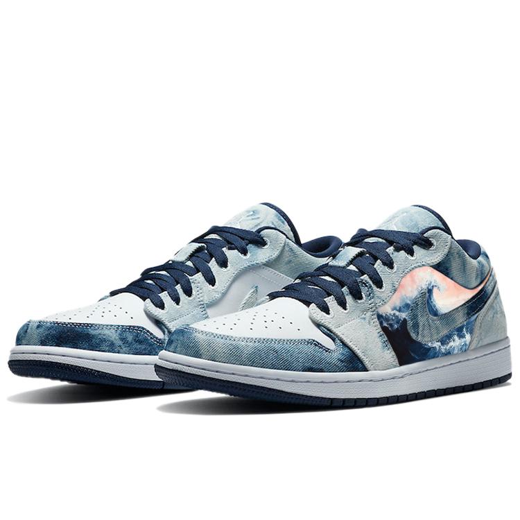Jordan Air Jordan 1 износостойкие дышащие нескользящие низкие винтажные баскетбольные кроссовки мужские белые синие CZ8455-100(Команда181-)