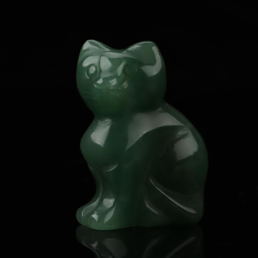 1.5IN цветной натуральный зеленый авантюрин ручная работа резьба по камню в форме кошки на удачу