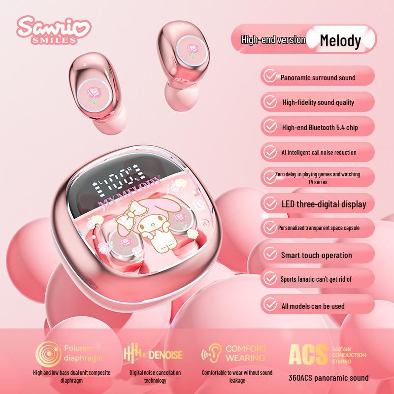 Официально лицензированные портативные Bluetooth-наушники-вкладыши Sanrio - Милые и удобные