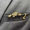 Retro Tiger Shaped Carved Men's Suit Hat Pin Classic Accessory Pin Coat Versatile Collar Decoration Shirt Creative Fashion