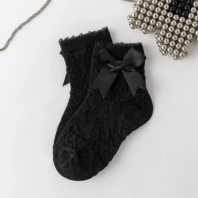 Носки с оборками для девочек, кружевные носки JK Calf для детей, милые носки принцессы с оборками белого и черного цвета для детей, одежда на весну и лето